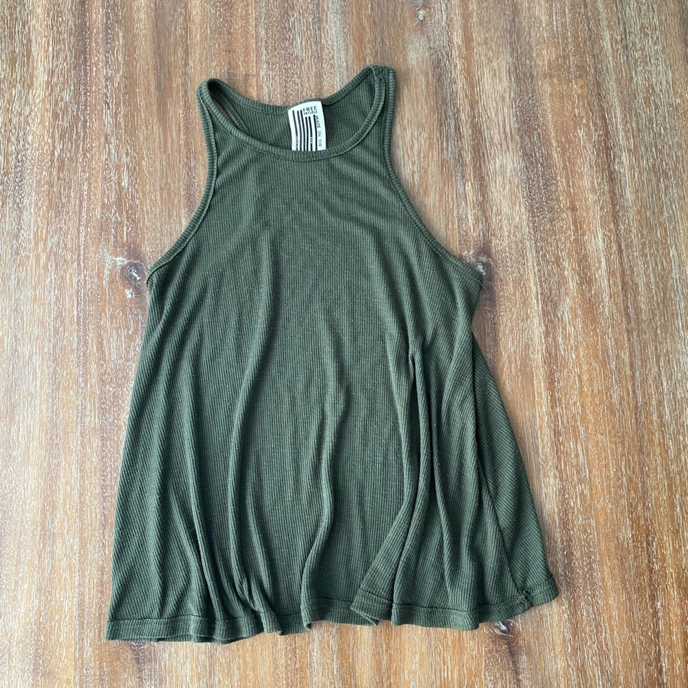 Free People Olive Green Ribbed Tank